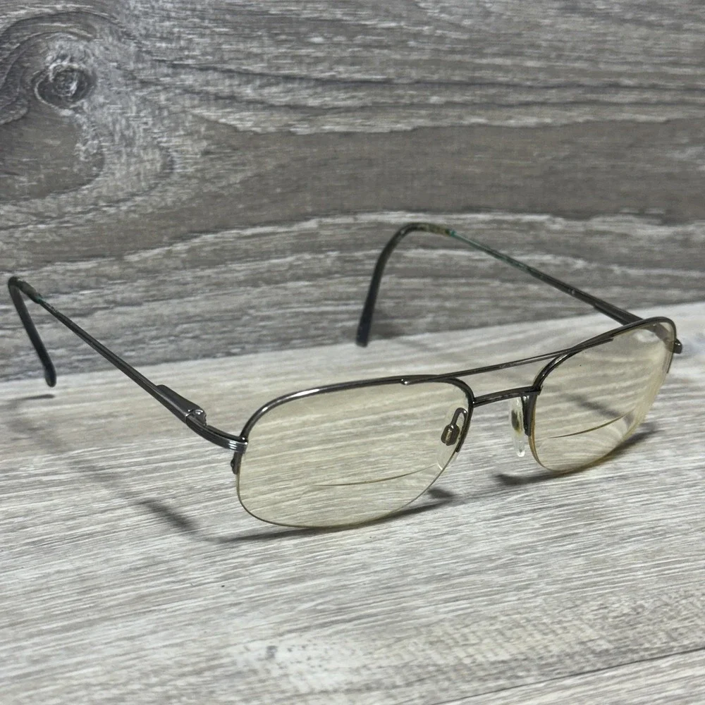 Stetson 8 Eyeglasses Frames Mens Gunmetal‎ Rectangular Metal Half Rim RX Ready